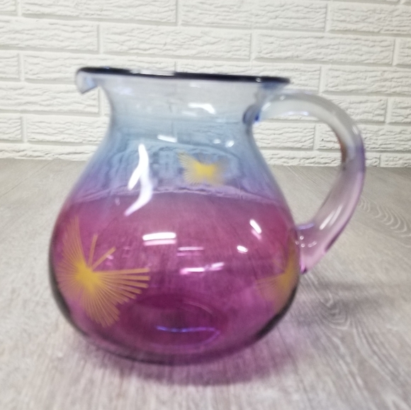 Purple ombre pitcher w/ gold butterflies - Picture 9 of 12